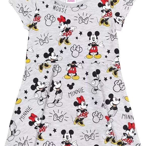 Disney Minnie/Mickey Mouse Big Girls Short Sleeve Dress Scrunchy Set Gray 10-12 - Picture 9 of 9